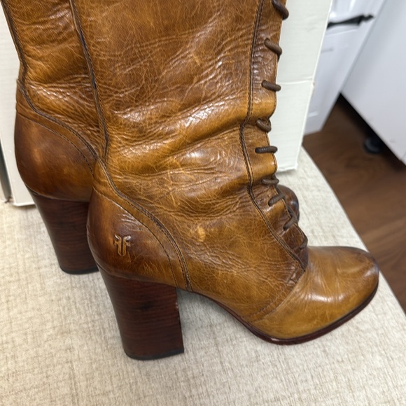 FRYE parker lace up leather tall heeled boots size 9🎀UNICORN 🎀 - Picture 5 of 10